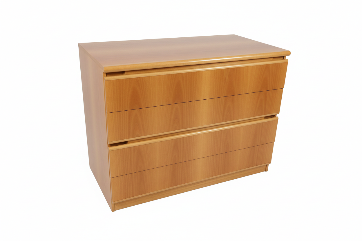 Comò con Due Cassetti in Legno Naturale Chiaro